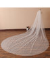 Ivory Star Tulle Wedding Veil Long Sparkly Cathedral Veil Cut Edge Veil